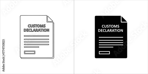 Customs declaration form in outline and solid black