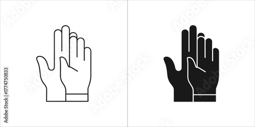 Two hands, one outlined and one solid black, shown from the palm side with fingers extended