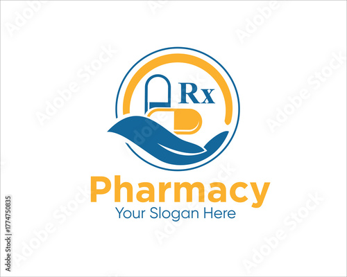 rx pharmacy care logo designs