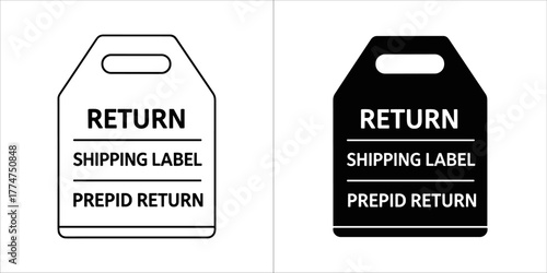 Return shipping label icon, prepaid return tag