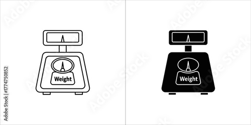 Digital kitchen scale icon in outline and filled versions