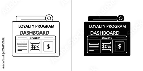 Loyalty program dashboard interface with points and currency icons