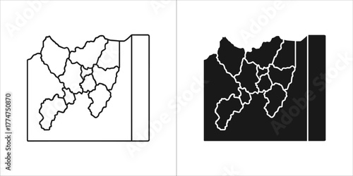Outline map of the administrative divisions of the republic of karelia, russia