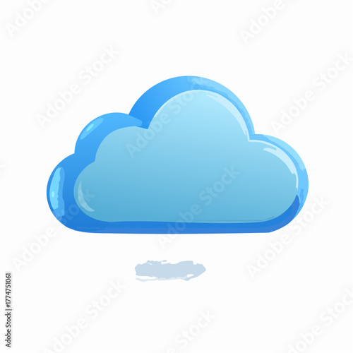 Stylized blue cloud illustration with glossy appearance and light shadow