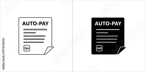 Autopay document icon in outline and solid black on