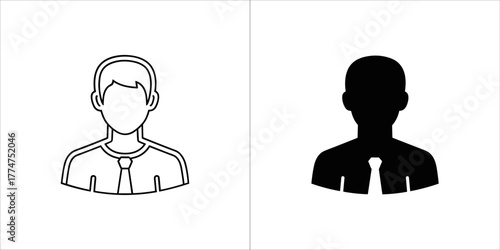 Outline and solid black man icon