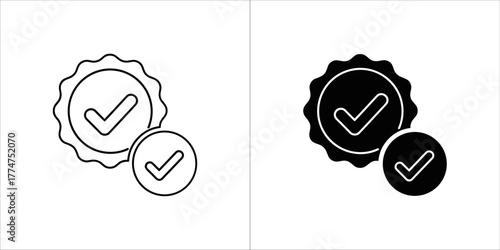 Approved and verified badge icon with checkmark