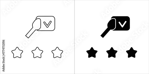 Three star rating icon with checkmark