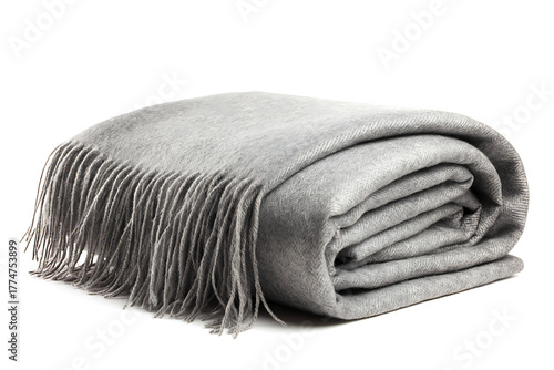 Elegant gray throw blanket with fringe, perfect for cozy nights and stylish home decor, adding warmth and texture to any living space with its soft material