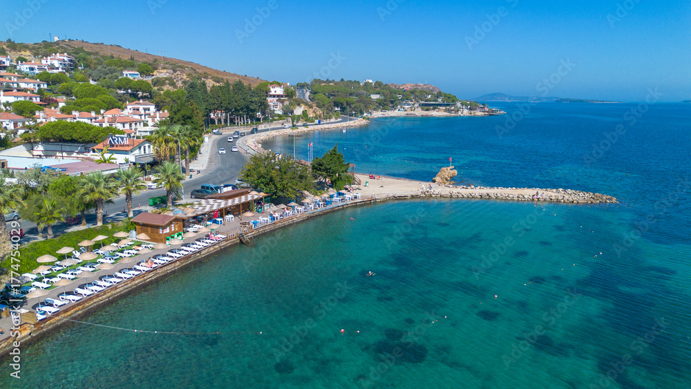 Fototapeta premium Cesmealti - Urla - Izmir - Turkey, View on ''Bride Rock'' or ''Sail Rock''. Gelinkaya