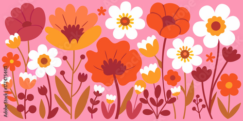 A seamless vector floral pattern featuring tulips, perfect for spring or summer design illustration and decoration