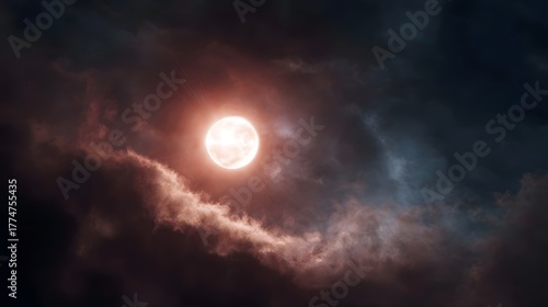 Wallpaper Mural A luminous fiery sun with a brilliant corona and solar flares illuminates the dramatic dark and turbulent sky shrouded by ominous storm clouds at Torontodigital.ca