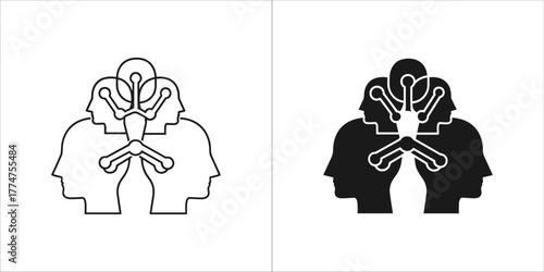 Two podcast microphones icon, isolated on