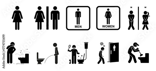 Tableau sur toile Man urinating in toilet icon