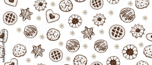 Hand-drawn Assorted Cookies Seamless Pattern