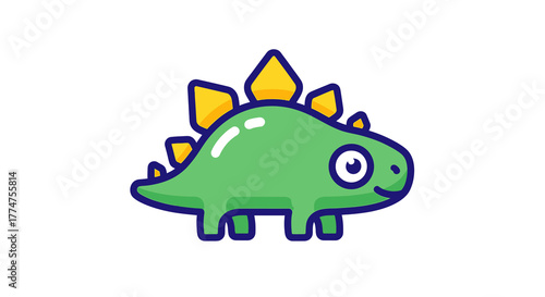 Modern Outline Cute Stegosaurus Cartoon Style Character Design Illustration