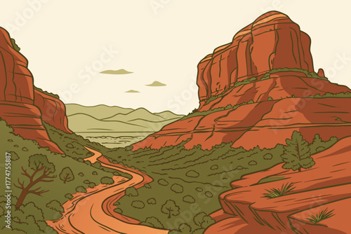 Desert cliffs and canyon trails in Sedona Arizona