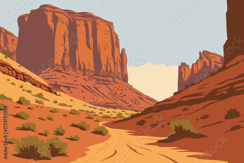 Desert cliffs and sandstone spires near Moab Utah