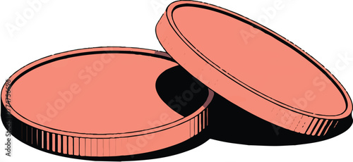 Vector Graphic of Two Simple Copper Coins