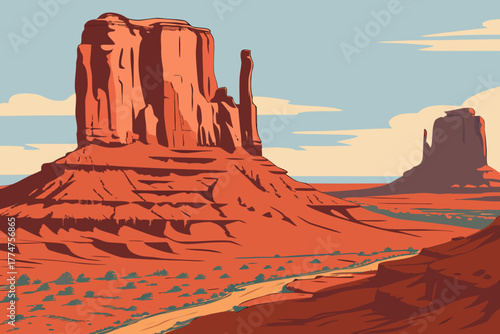 Majestic red cliffs of Monument Valley Utah