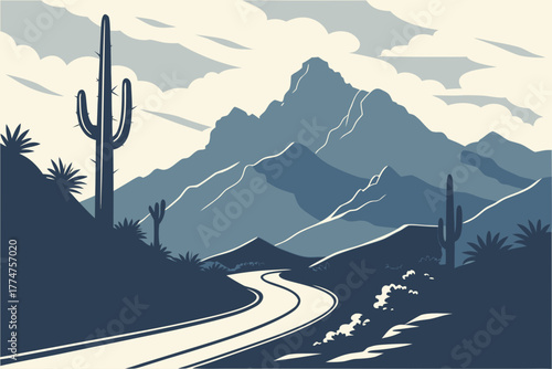 Highway leading toward mountains near Phoenix, Arizona.