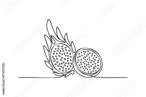 Single Line Drawing of Dragon Fruit
