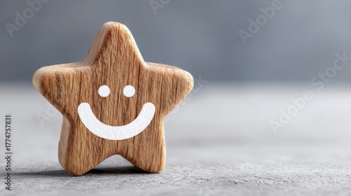 Wooden star smiling craft art decor item handcrafted wooden star with cheerful smiley face design