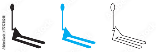 Hand pallet truck icons with cargo boxes. Set of vector icons showing manual pallet jacks carrying stacked cargo boxes, representing warehouse, logistics, and material handling concepts.

