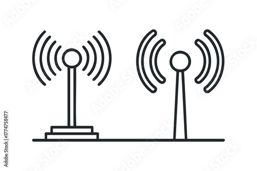 Two antenna symbols emitting radio waves