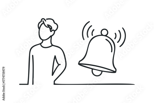 Person receives a notification from ringing bell