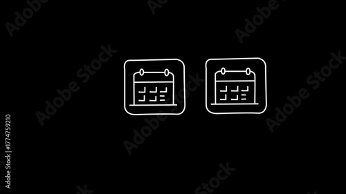 calendar animated icon with white color  Calendar Icon collection. Set of calendar symbols.