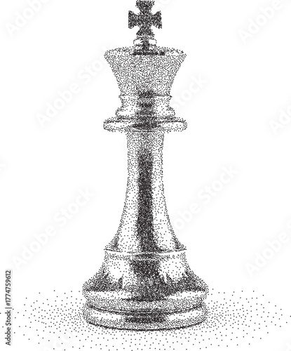 Chase piece king with halftone bitmap stipple effect photocopy style punk design element