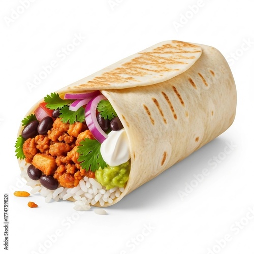 Beautiful Burrito with Cute Chicken, Fresh Vegetables, and Flavorful Ingredients