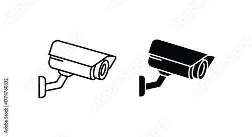 Security Camera Icon Set Black and White