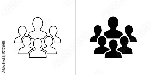 Group of people icon on, representing a team or community