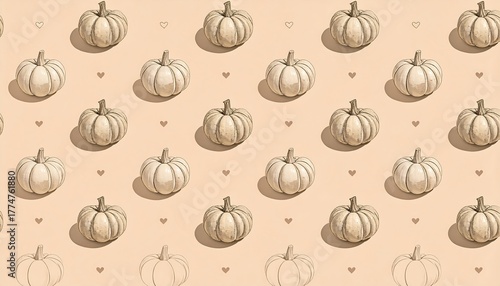 Elegant Pumpkin Pattern for Autumnal Backgrounds and Designs.