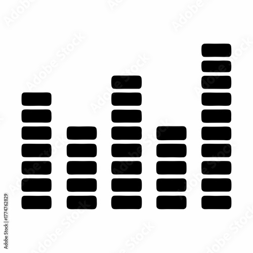 Black and white equalizer icon design representing audio signal processing and volume