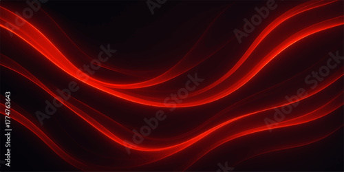 Red and black abstract background of flowing satin with a smooth wave pattern