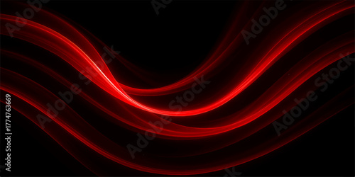Soft flowing red wave background design with dynamic silk texture and abstract light pattern