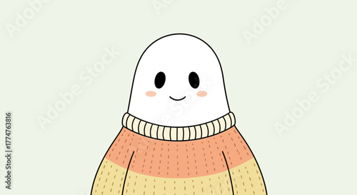 Cute cartoon character wearing cozy sweater with cheerful smile, perfect for social media, branding, and playful designs