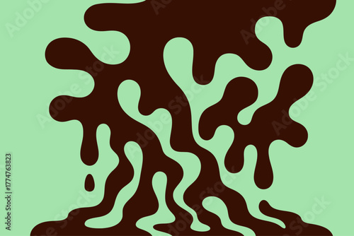 Melting Chocolate Mint Drip Background: Abstract Food Pattern & Dessert Texture