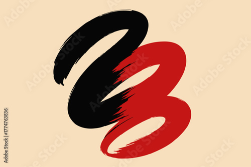 Abstract Brush Strokes Background Black Red Minimalist Aesthetic Vector Art