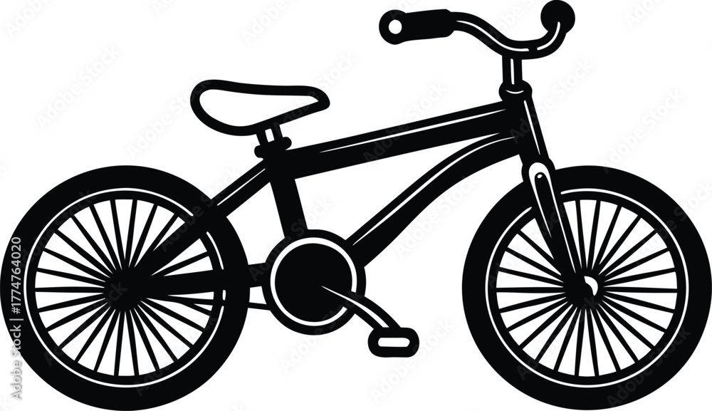 Fototapeta premium Classic bicycle silhouette with spoked wheels and curved frame
