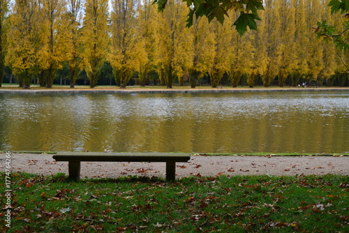 Carta da parati A l'automne le banc au bord du canal