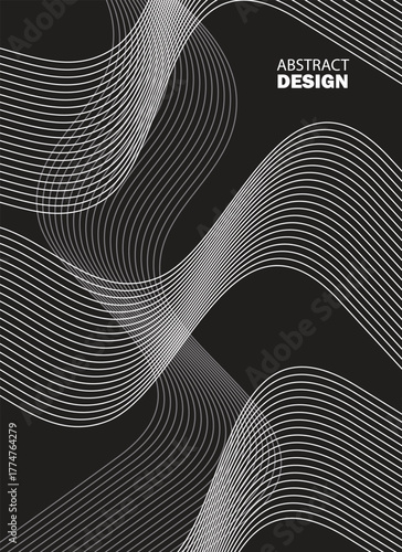 Minimalist Curve Design – Monochrome Abstract Lines on Dark Backdrop