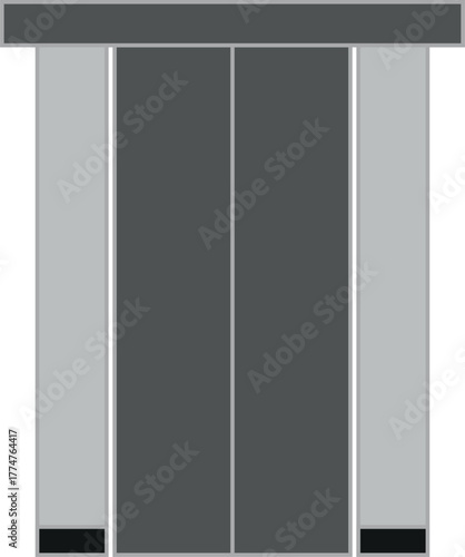 Modern minimalist elevator doors with sleek metallic finish and subtle lighting elements