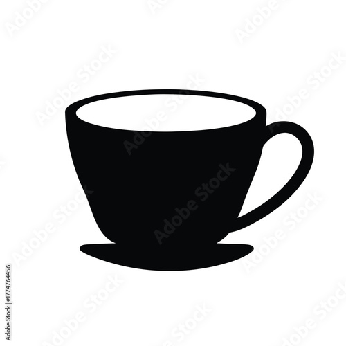 Elegant black and white silhouette of a teacup or coffee cup