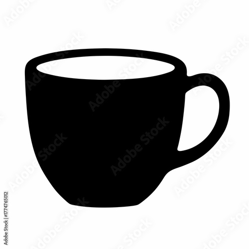 A simple silhouette of a coffee cup suitable for logo use