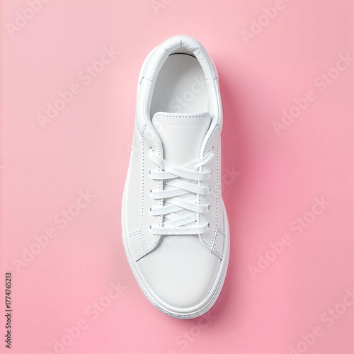 White sneaker on pink background