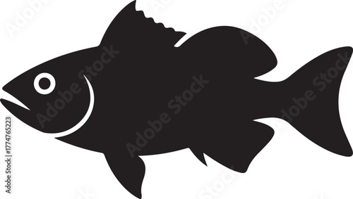 Bass Fish Silhouette Vector Graphic Design Element